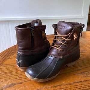 Sperry brown saltwater waterproof boots girls 3